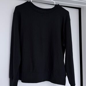 UNIQLO Black Soft Knitted Fleece Crew Neck Long-Sleeve T-Shirt Size X-Small